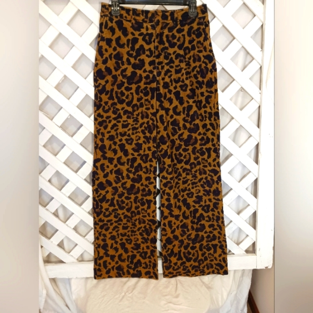 Peruvian Connection wide leg cheetah print pants, sz 4 NWOT